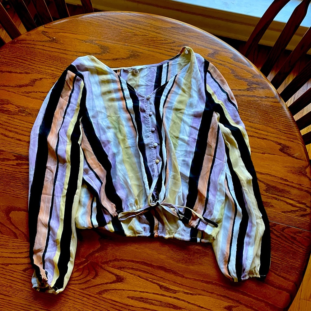 Multicolored striped sheer top